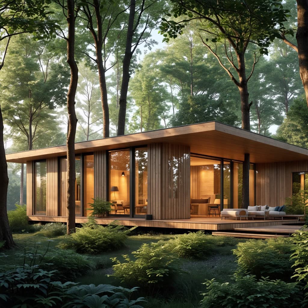 Render de Casa Prefabricada de Madera